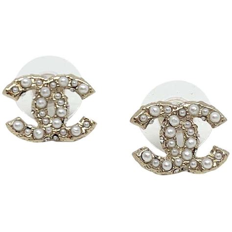 chanel pearl rhinestone earrings|chanel ring earrings.